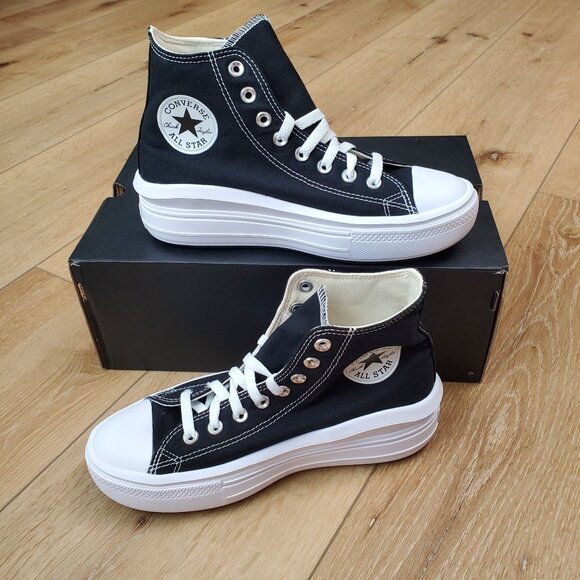 Converse Chuck Taylor All Star Move Platform Womens 8.5 Sneakers Black 568497C - Picture 1 of 13